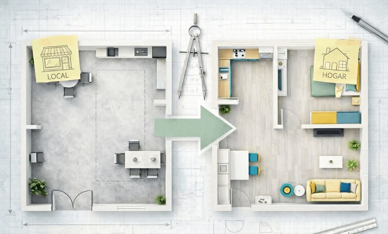 Cambio de uso de local a vivienda en Madrid - resultado de conversión de local comercial a hogar